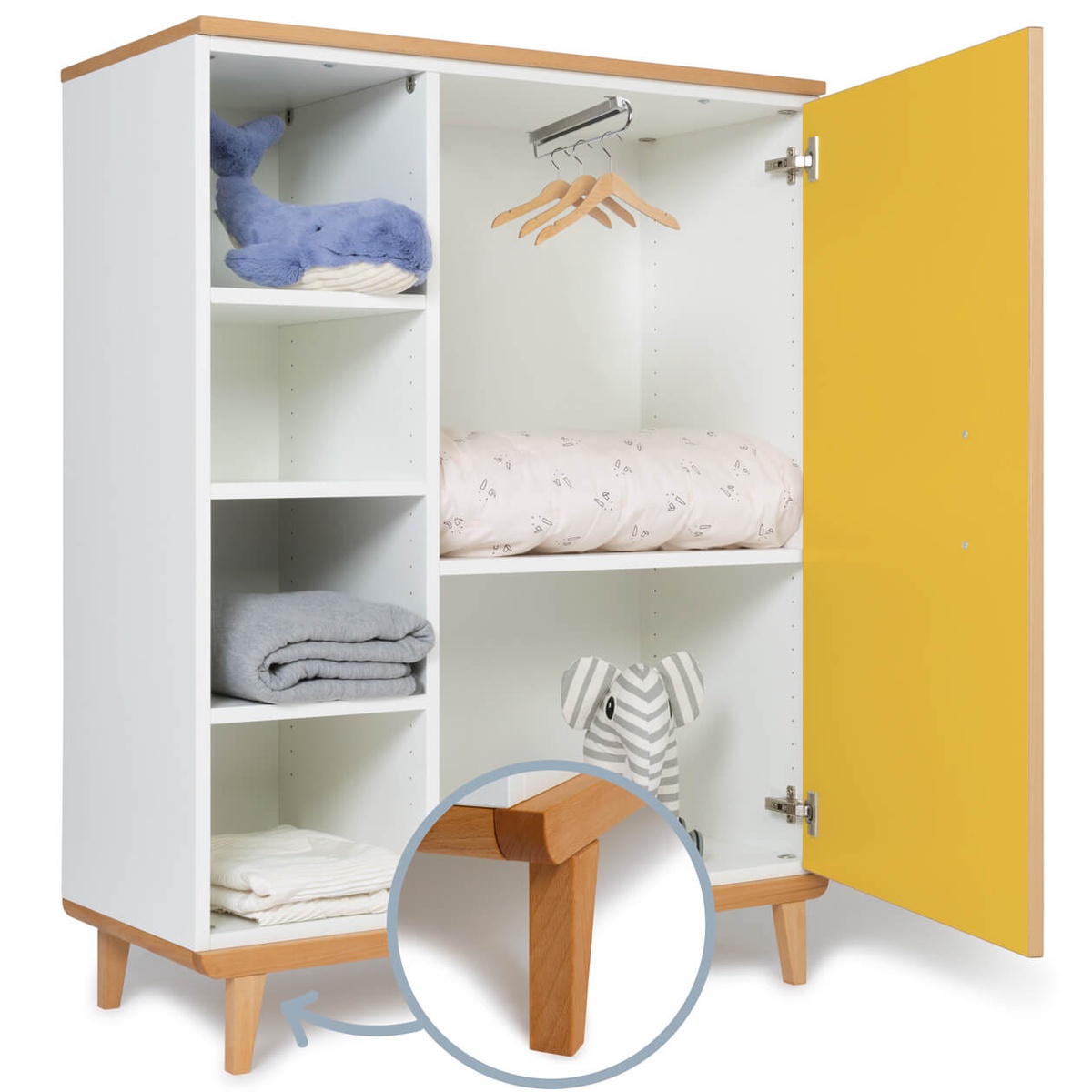 Armario 120 cm 1 puerta NADO Retro acabado haya sunshine yellow