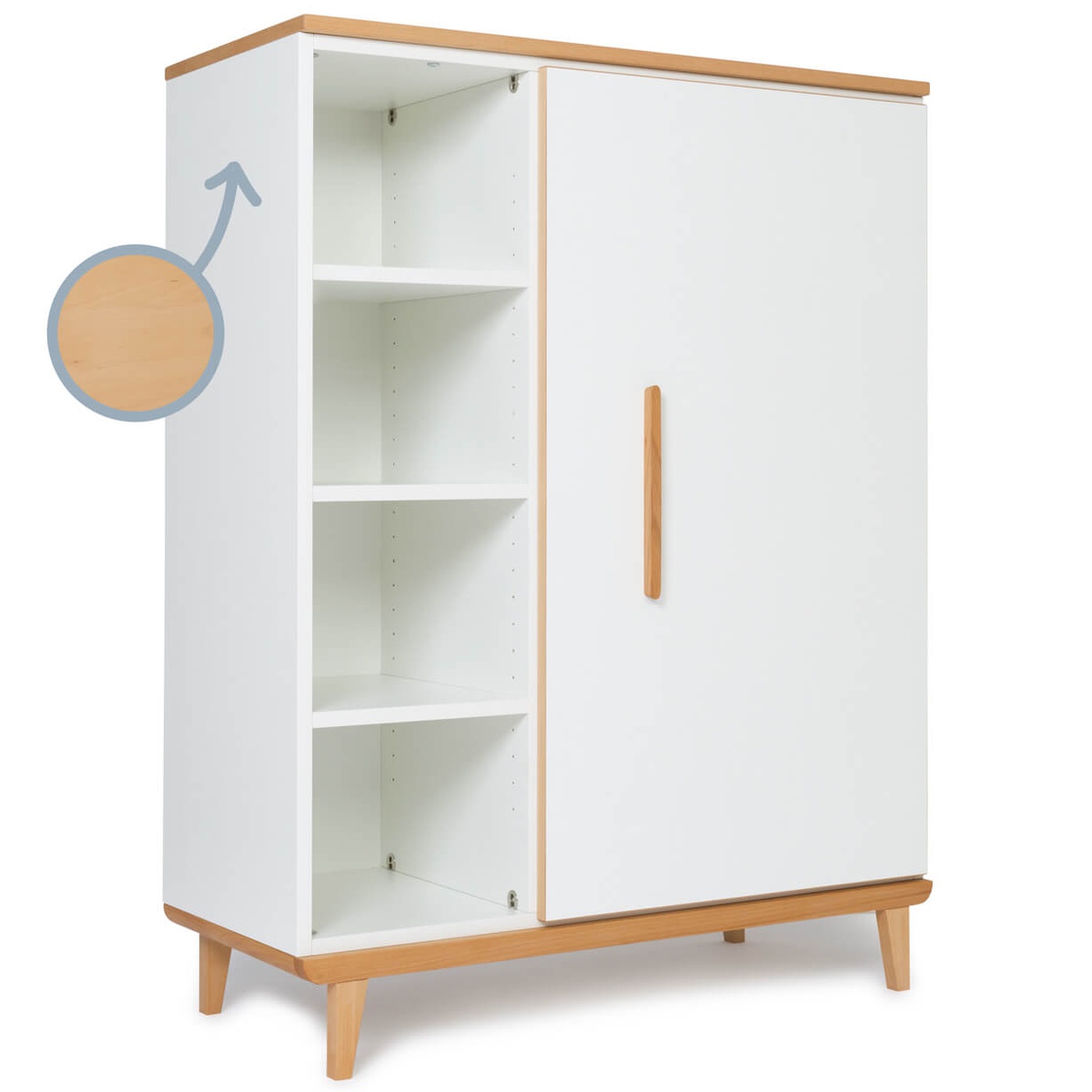 Armario 120 cm 1 puerta NADO Retro acabado haya white