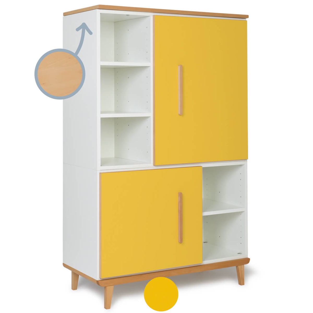 Armario 147 cm 2 puertas NADO Retro acabado haya sunshine yellow