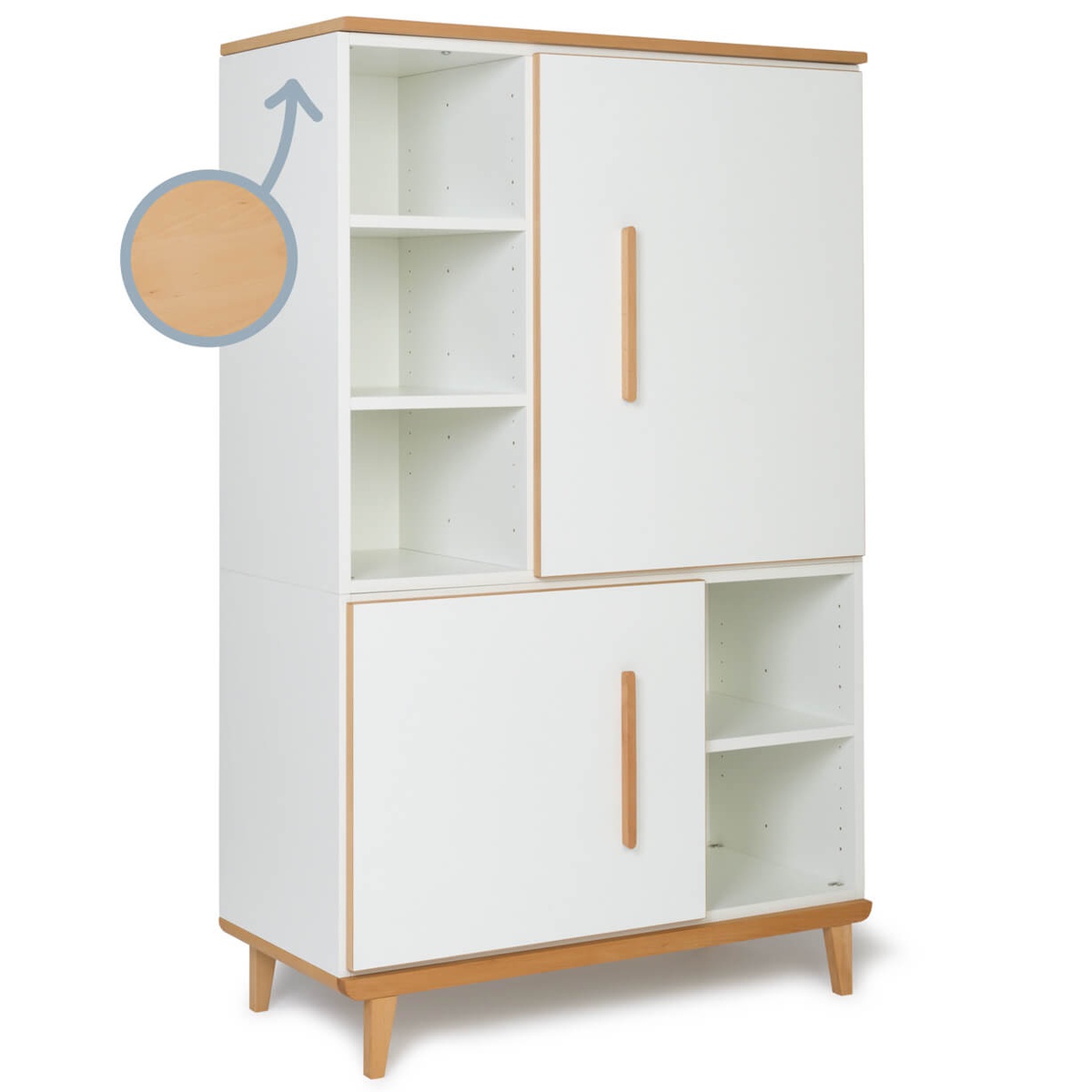 Armario 147 cm 2 puertas NADO Retro acabado haya white