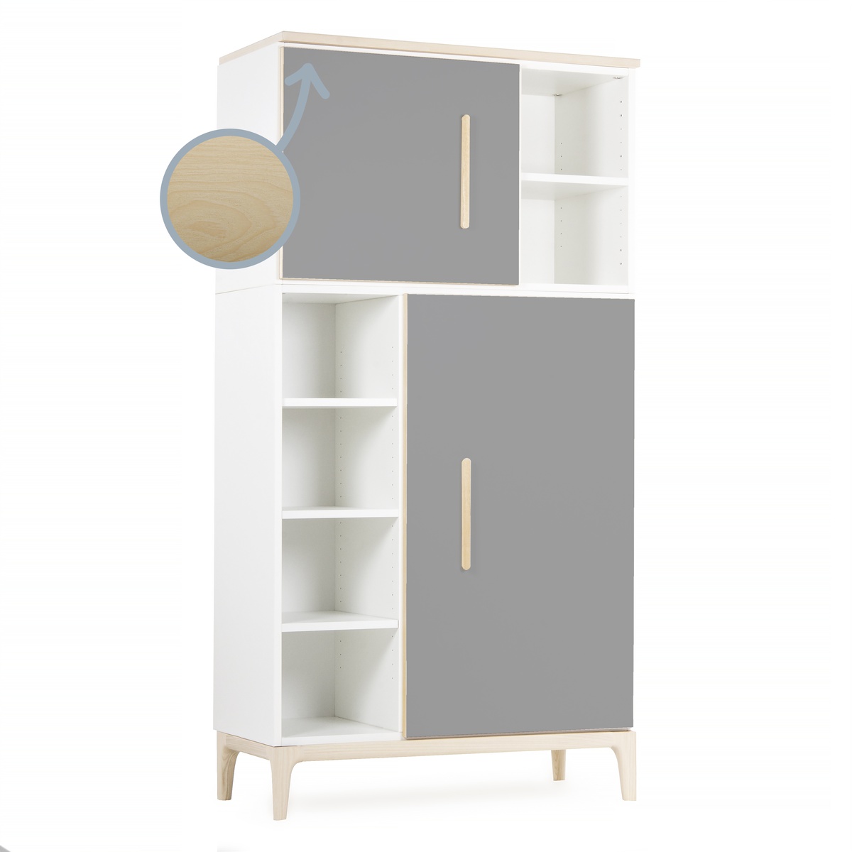 Armario 173 cm 2 puertas NADO Curve acabado fresno slate grey