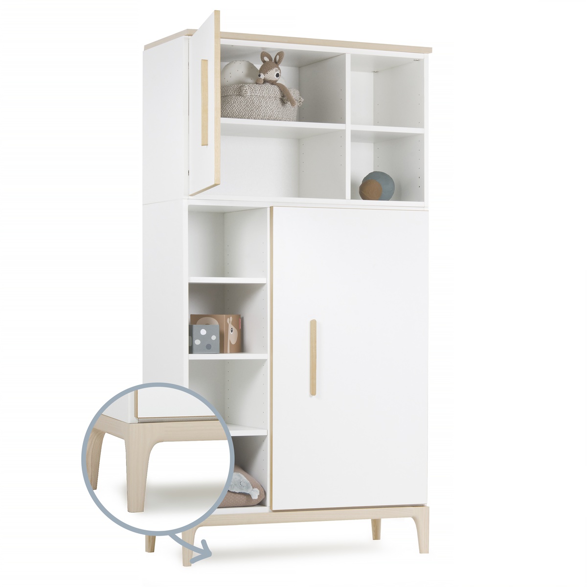 Armario 173 cm 2 puertas NADO Curve acabado fresno white