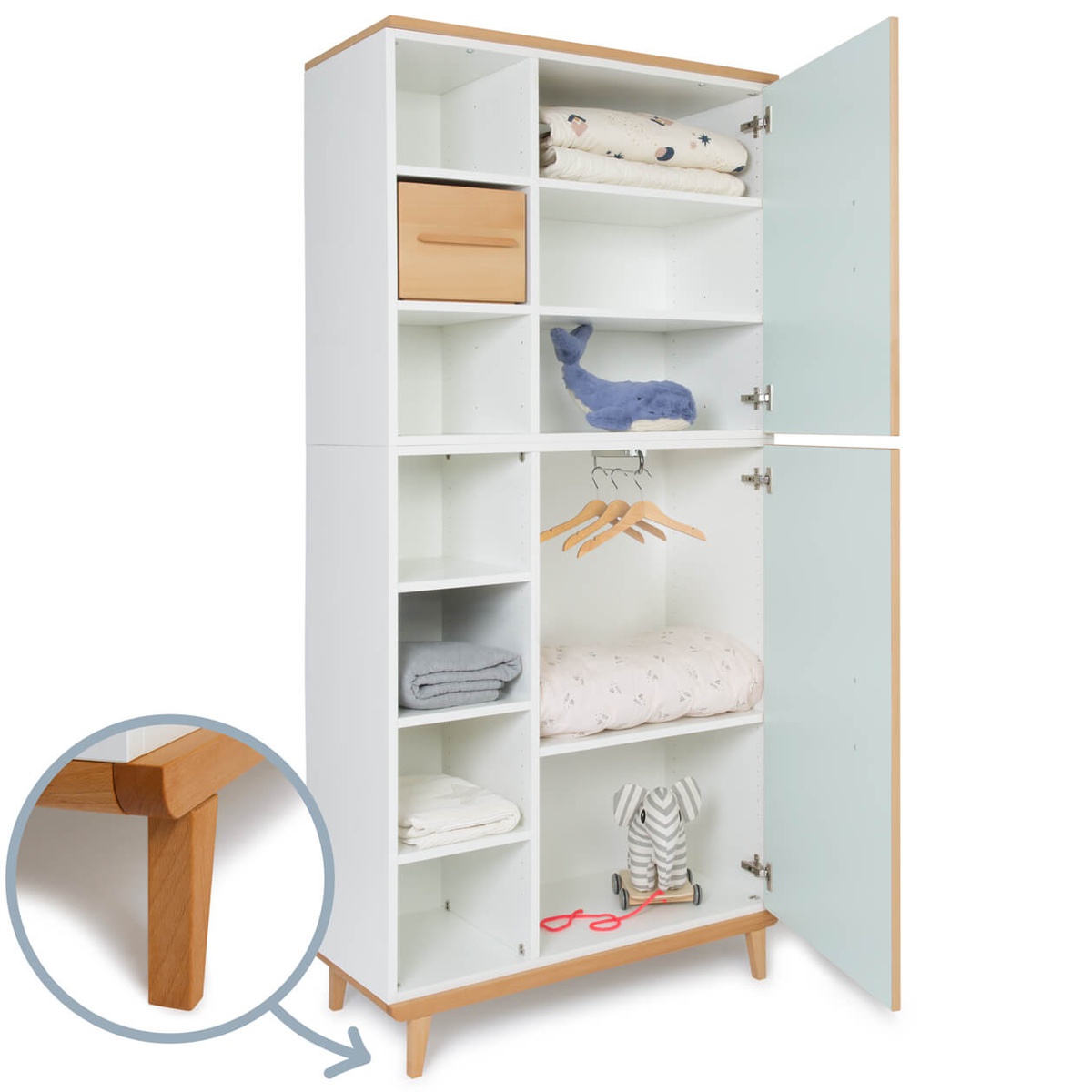 Armario 198 cm 2 puertas NADO Retro acabado haya mint