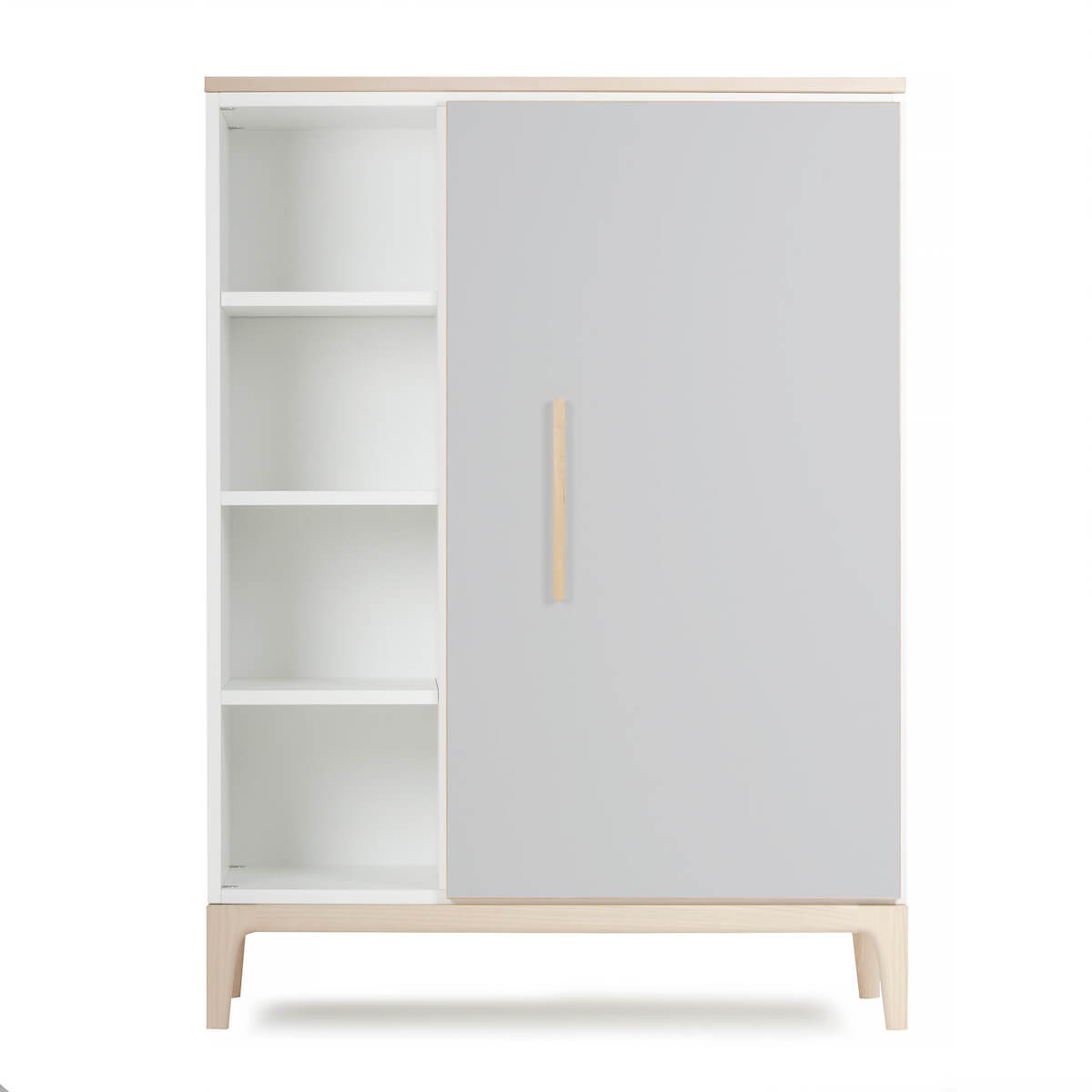Armoire 120 cm 1 porte NADO Curve finition frêne manhattan grey