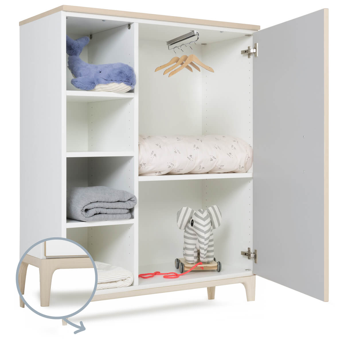 Armoire 120 cm 1 porte NADO Curve finition frêne manhattan grey