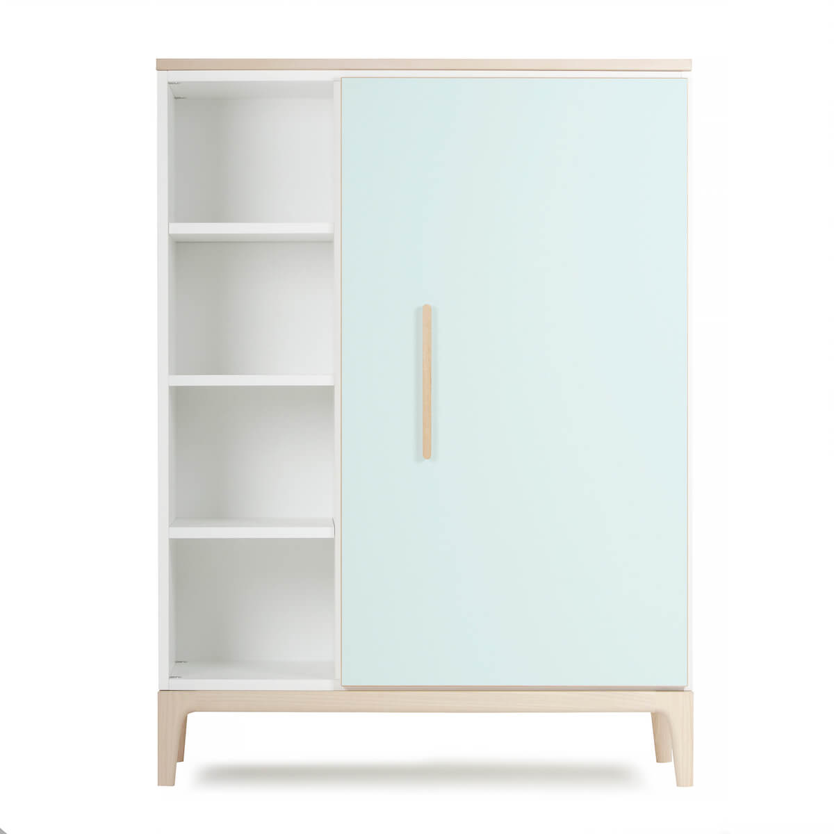 Armoire 120 cm 1 porte NADO Curve finition frêne mint