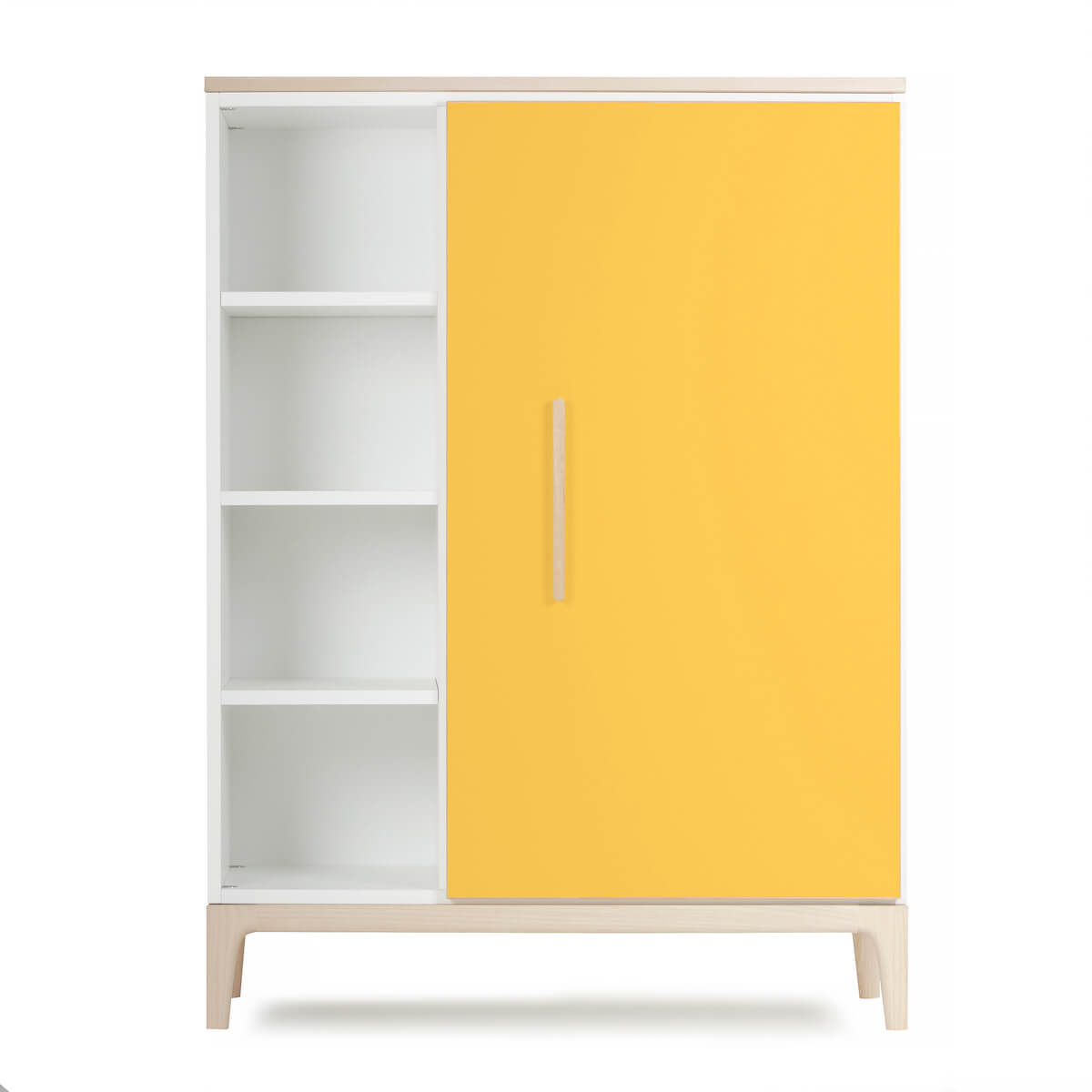 Armoire 120 cm 1 porte NADO Curve finition frêne sunshine yellow