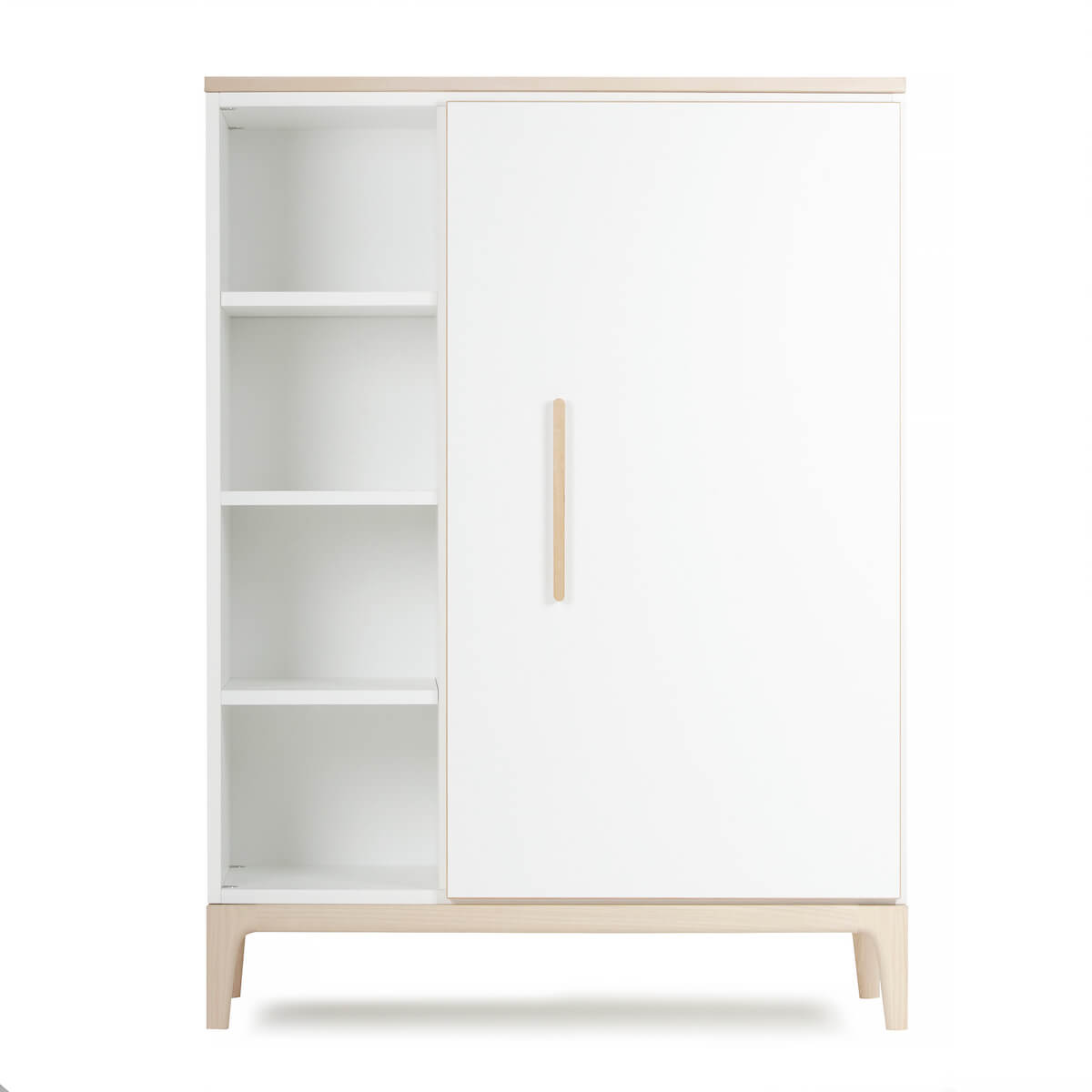 Armoire 120 cm 1 porte NADO Curve finition frêne white