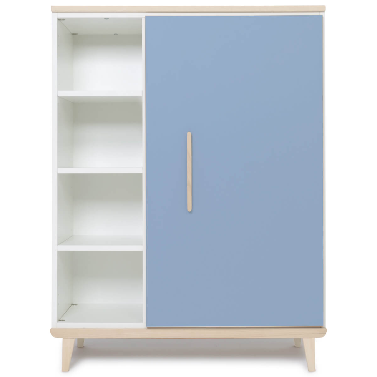 Armoire 120 cm 1 porte NADO Retro finition frêne capri blue