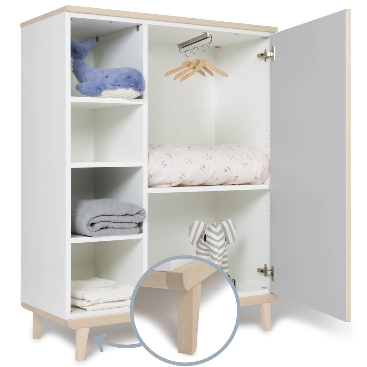 Armoire 120 cm 1 porte NADO Retro finition frêne manhattan grey