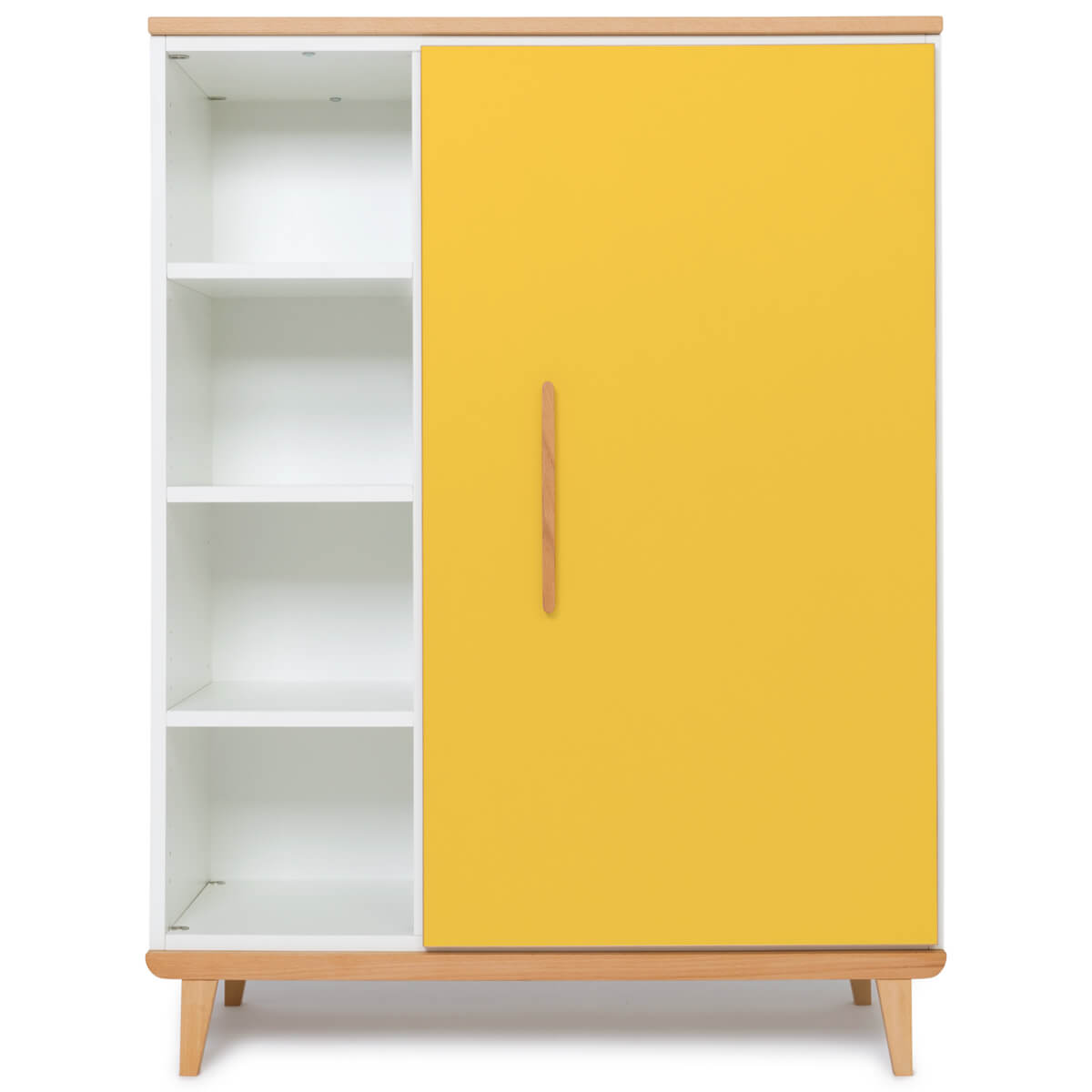 Armoire 120 cm 1 porte NADO Retro finition hêtre sunshine yellow