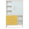 Armoire 147 cm 1 porte 2 tiroirs NADO Curve finition frêne mint-sunshine yellow