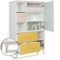 Armoire 147 cm 1 porte 2 tiroirs NADO Curve finition frêne mint-sunshine yellow