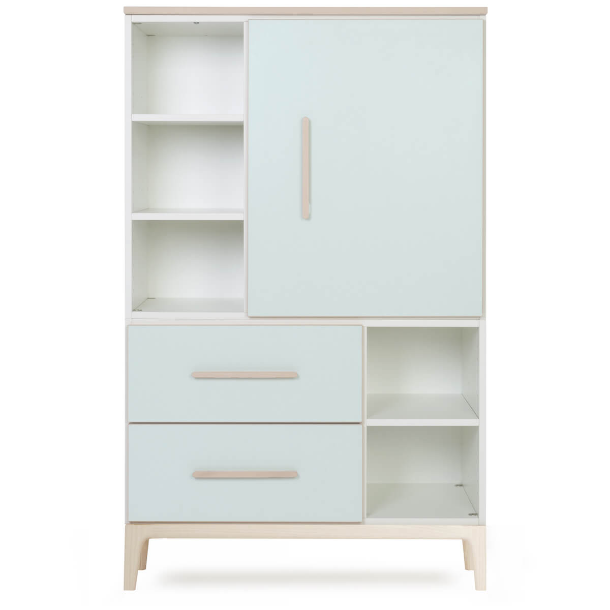 Armoire 147 cm 1 porte 2 tiroirs NADO Curve finition frêne mint