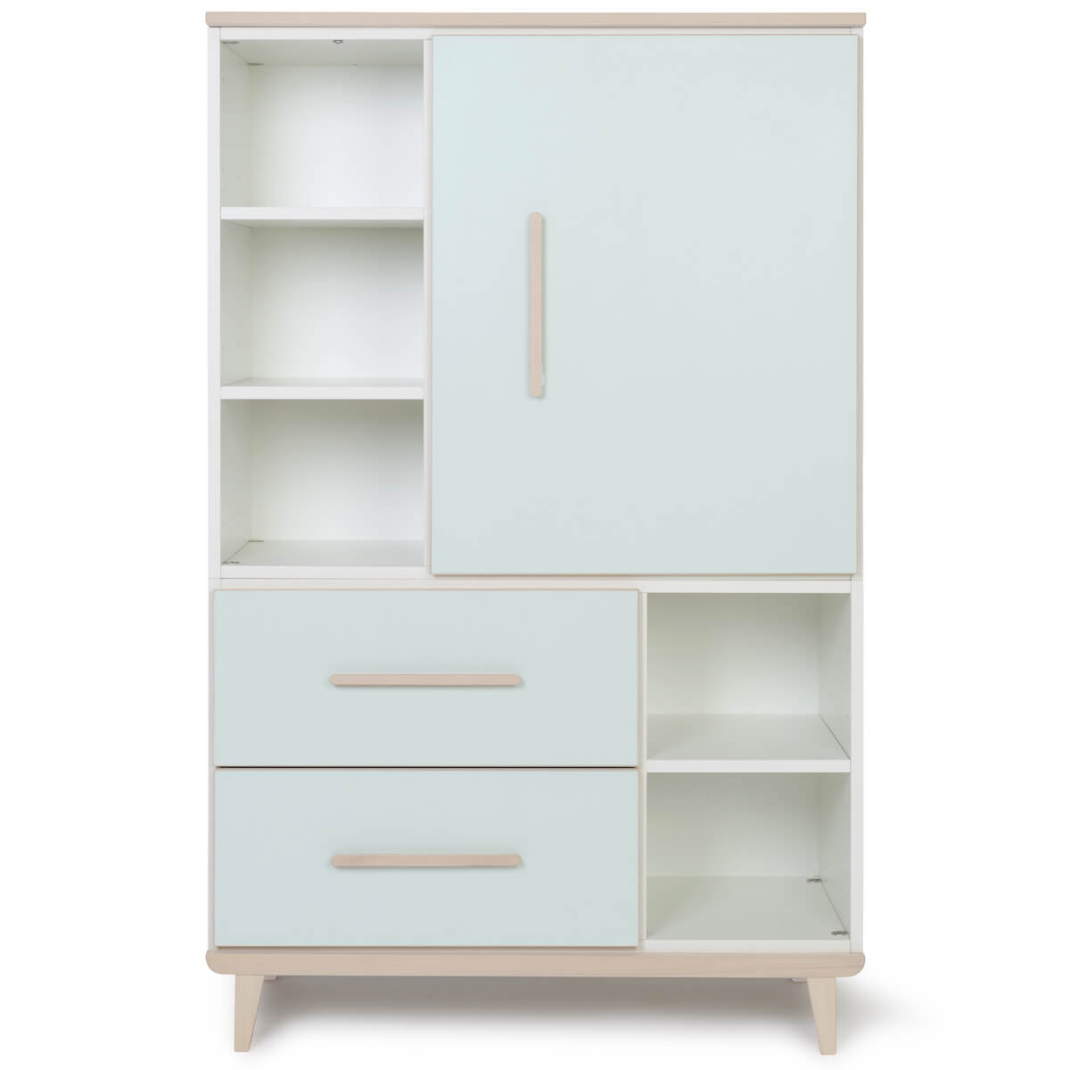 Armoire 147 cm 1 porte 2 tiroirs NADO Retro finition frêne mint