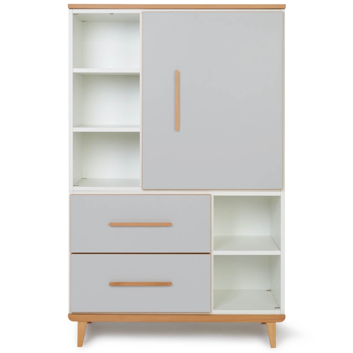 Armoire 147 cm 1 porte 2 tiroirs NADO Retro finition hêtre manhattan grey