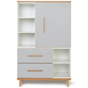 Armoire 147 cm 1 porte 2 tiroirs NADO Retro finition hêtre manhattan grey