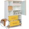 Armoire 147 cm 1 porte 2 tiroirs NADO Retro finition hêtre mint-sunshine yellow