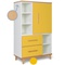 Armoire 147 cm 1 porte 2 tiroirs NADO Retro finition hêtre sunshine yellow