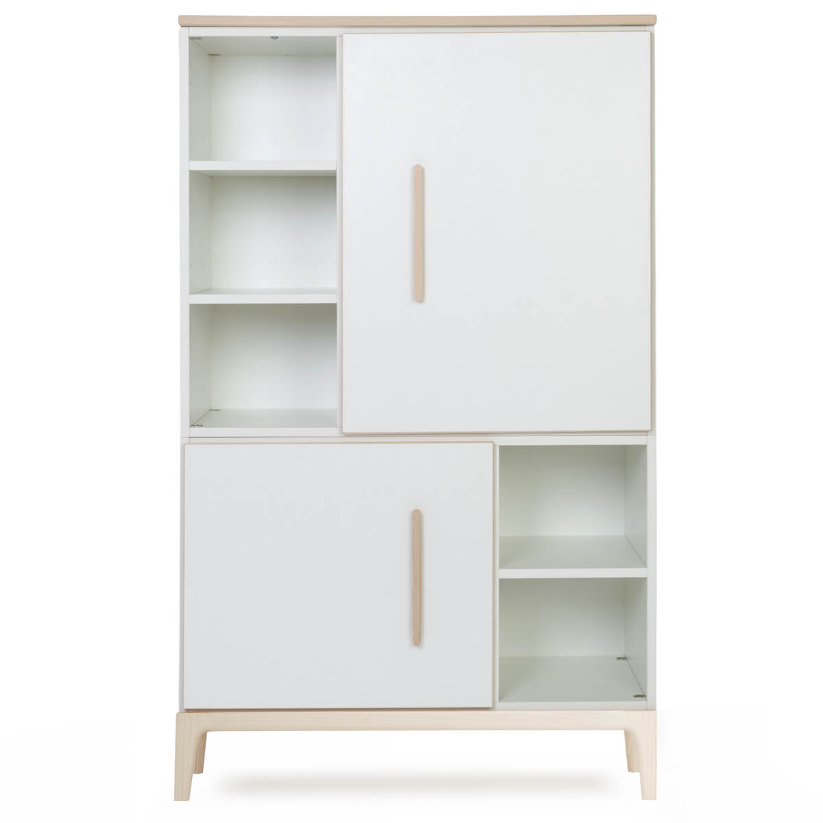 Armoire 147 cm 2 portes NADO Curve finition frêne white