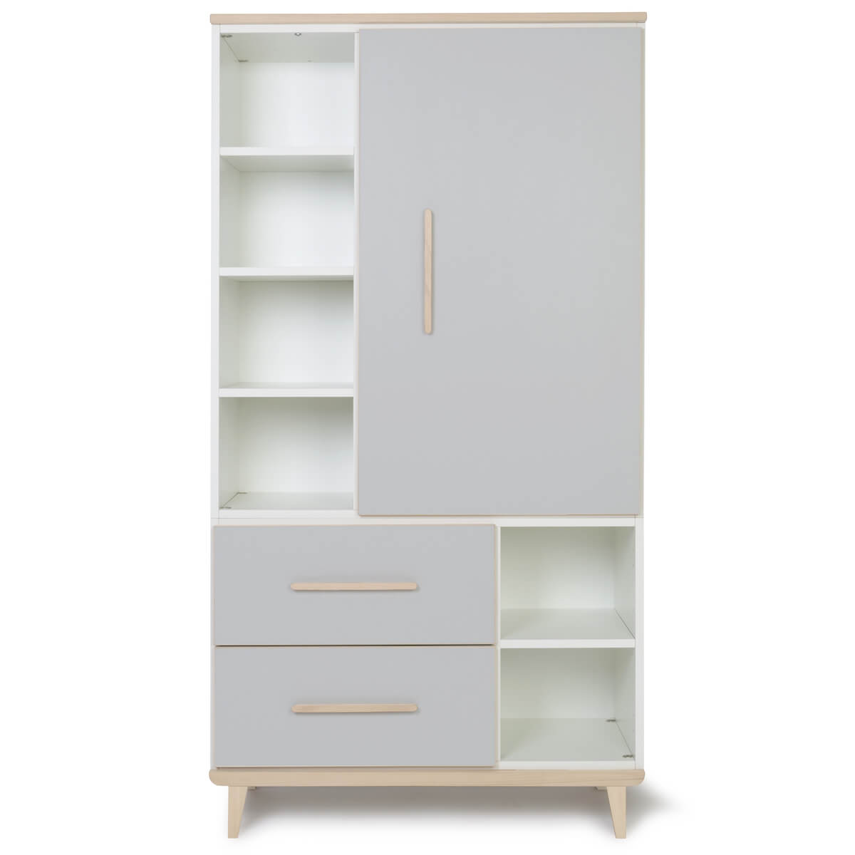 Armoire 173 cm 1 porte 2 tiroirs NADO Retro finition frêne manhattan grey