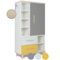 Armoire 173 cm 1 porte 2 tiroirs NADO Retro finition frêne slate grey-mint-sunshine yellow