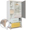 Armoire 173 cm 1 porte 2 tiroirs NADO Retro finition frêne slate grey-mint-sunshine yellow