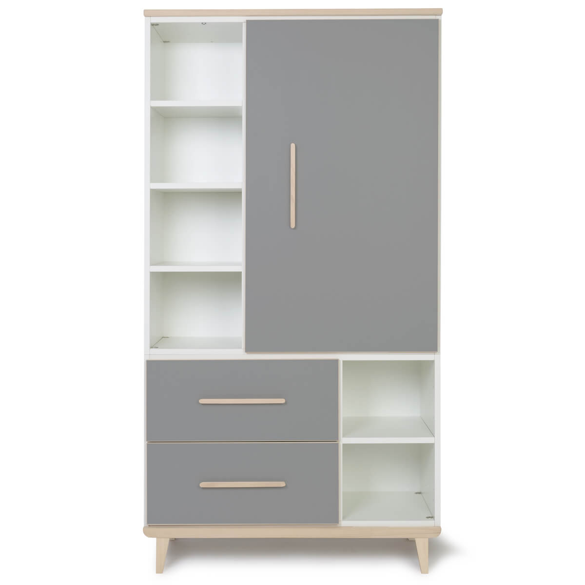 Armoire 173 cm 1 porte 2 tiroirs NADO Retro finition frêne slate grey