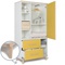 Armoire 173 cm 1 porte 2 tiroirs NADO Retro finition frêne sunshine yellow