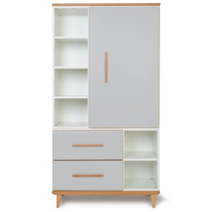 Armoire 173 cm 1 porte 2 tiroirs NADO Retro finition hêtre manhattan grey