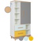 Armoire 173 cm 1 porte 2 tiroirs NADO Retro finition hêtre slate grey-mint-sunshine yellow