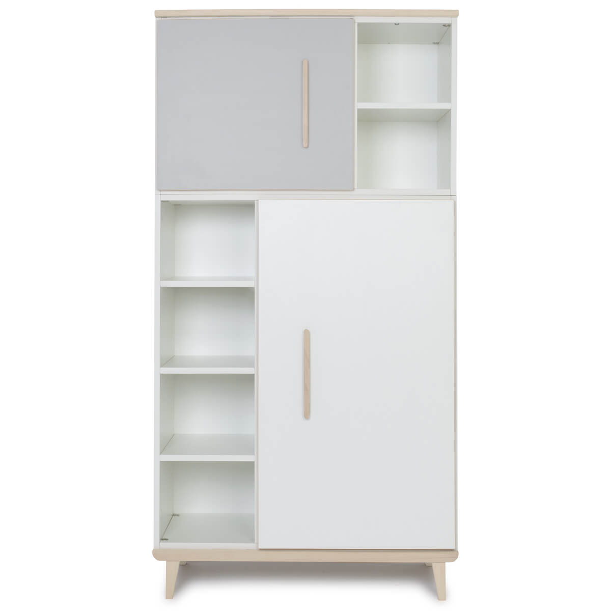Armoire 173 cm 2 portes NADO Retro finition frêne manhattan grey-white