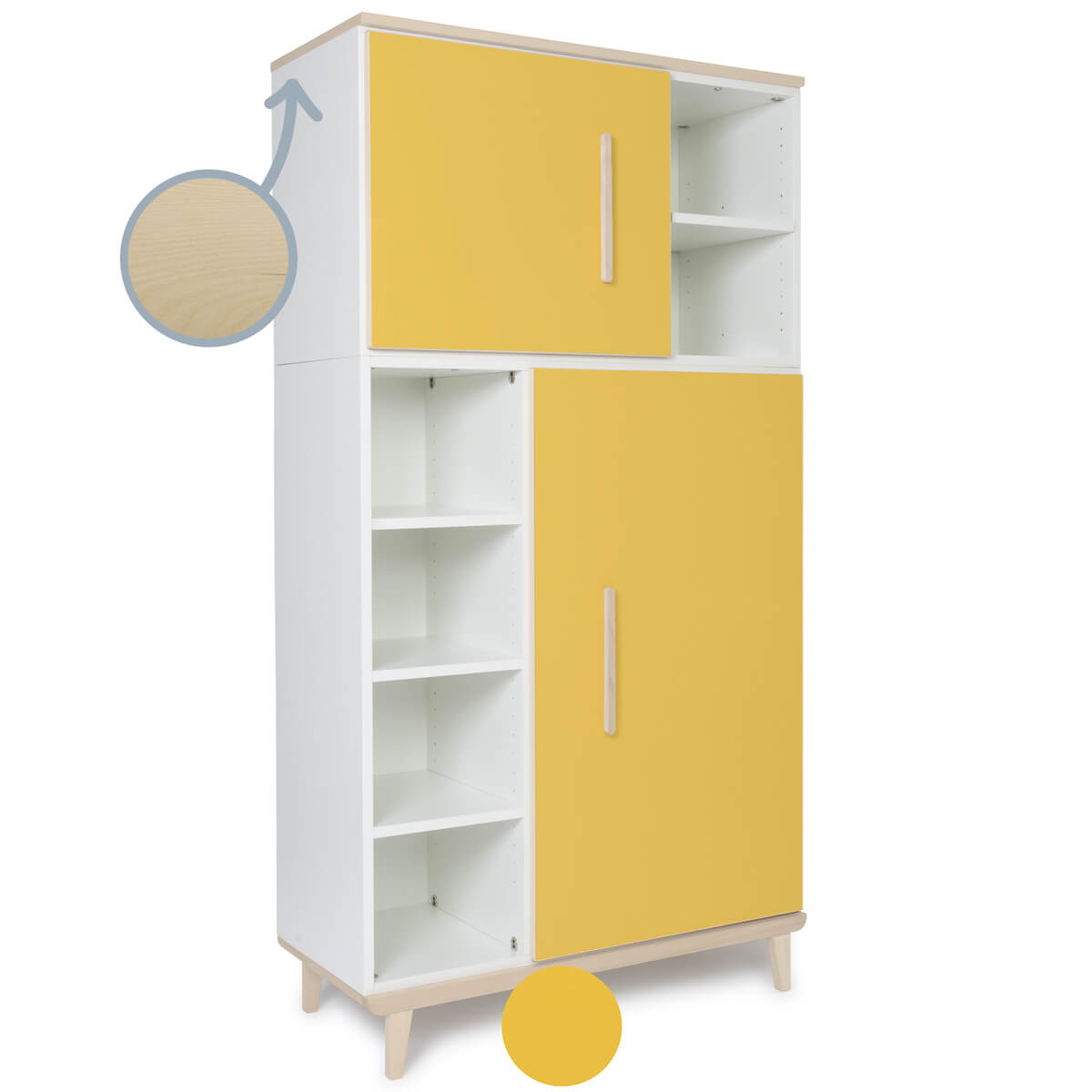 Armoire 173 cm 2 portes NADO Retro finition frêne sunshine yellow 