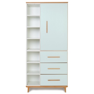 Armoire 198 cm 1 porte 3 tiroirs NADO Retro finition hêtre mint