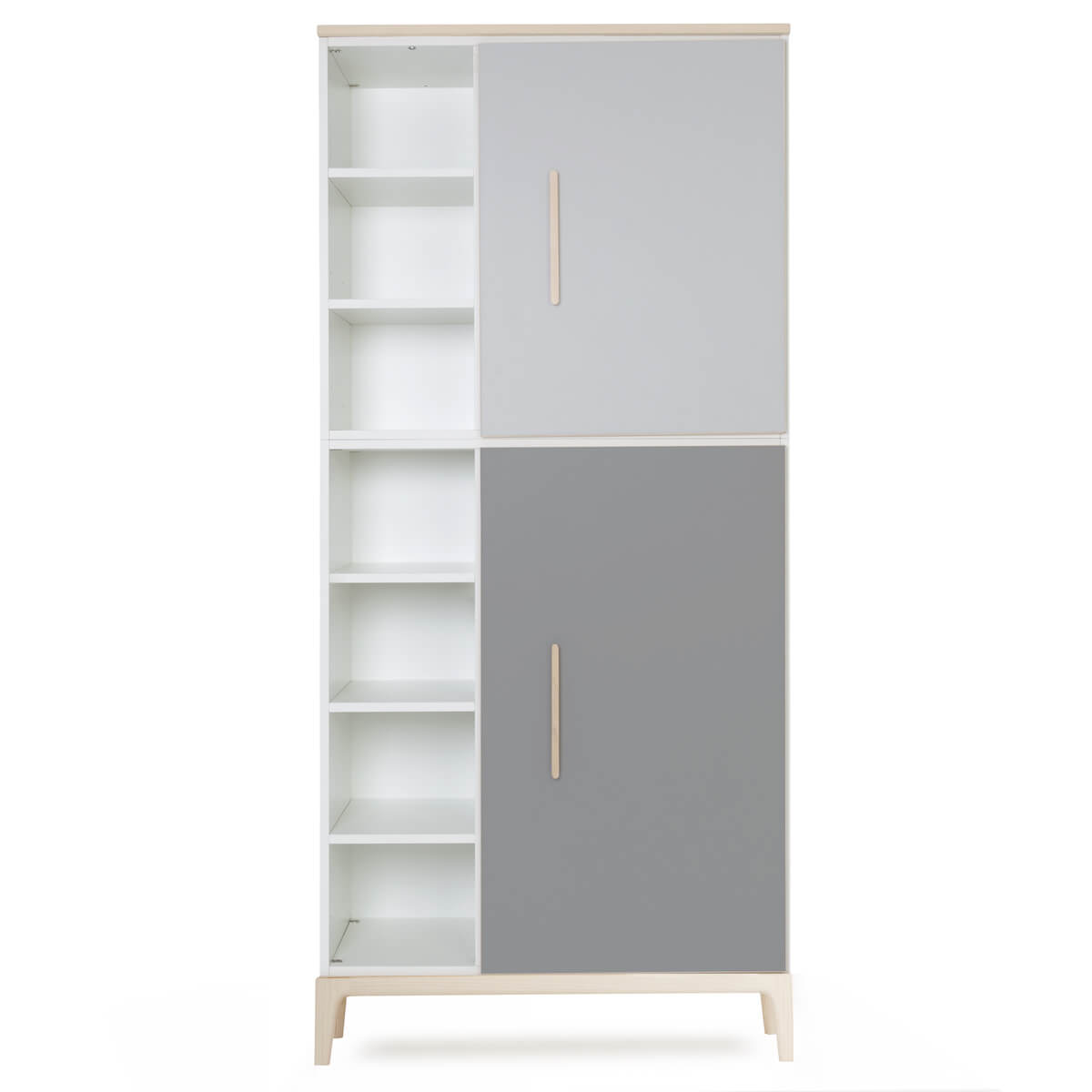 Armoire 198 cm 2 portes NADO Curve finition frêne manhattan grey-slate grey
