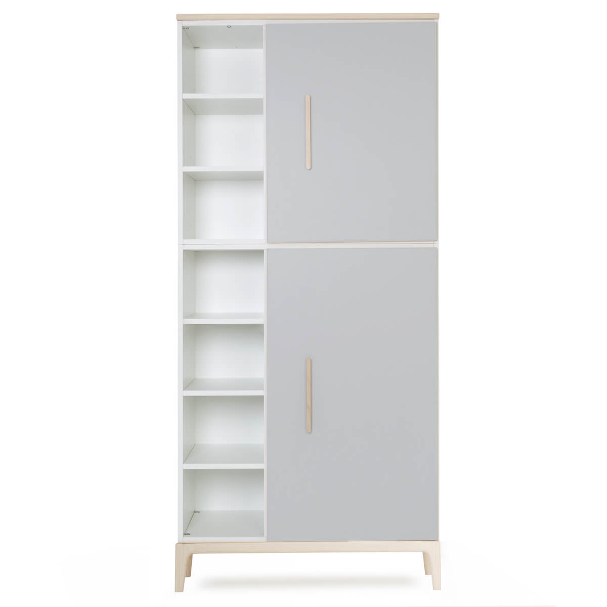 Armoire 198 cm 2 portes NADO Curve finition frêne manhattan grey