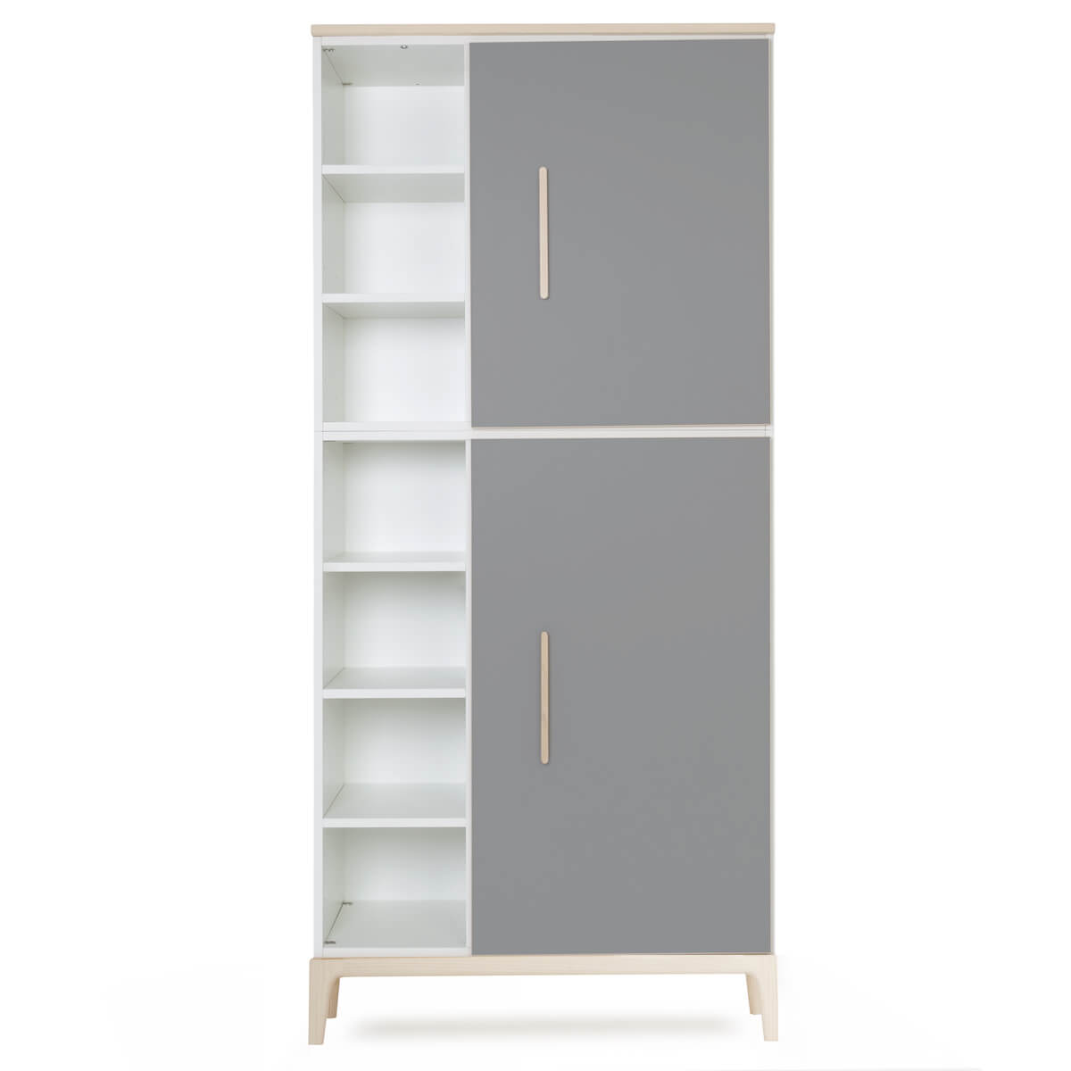 Armoire 198 cm 2 portes NADO Curve finition frêne slate grey