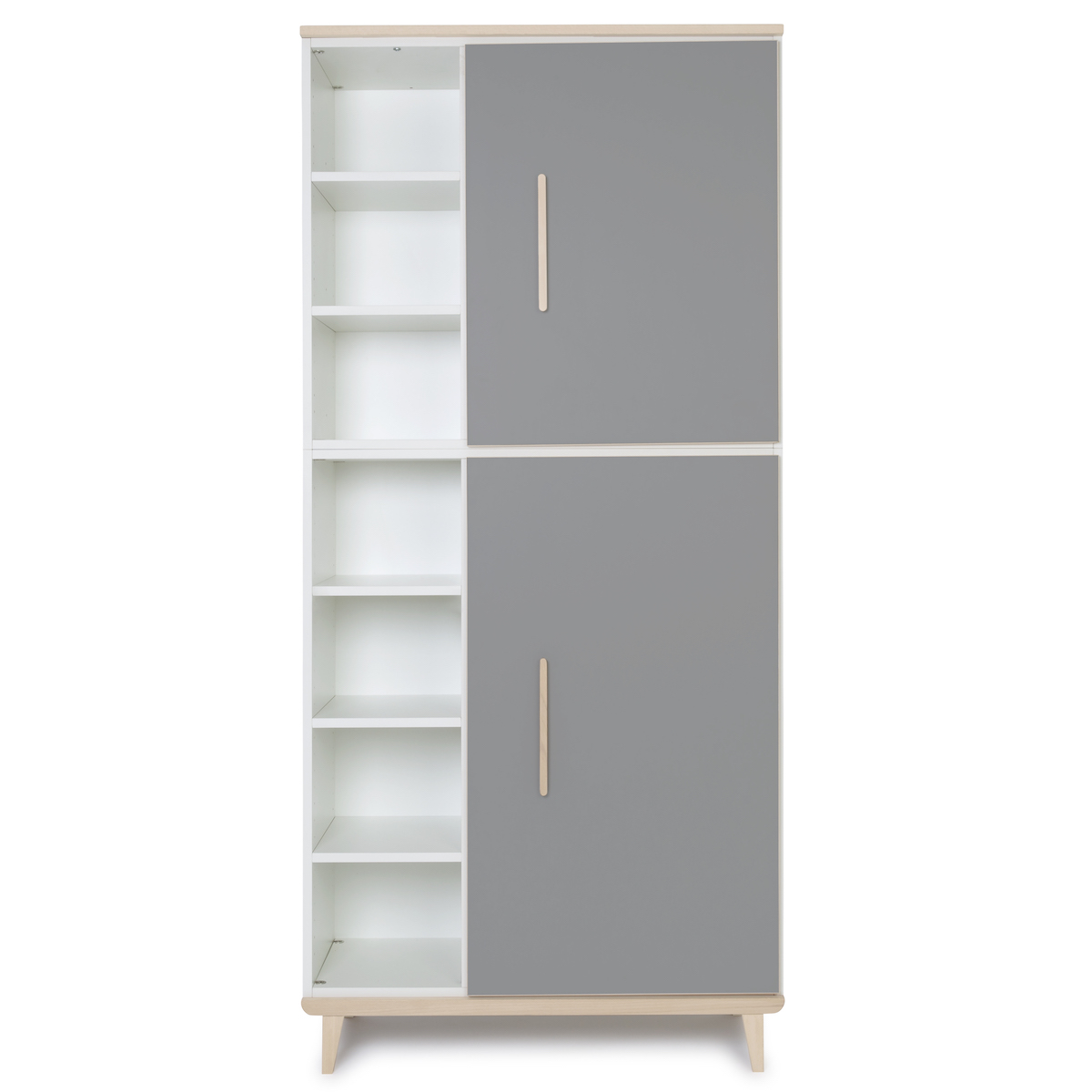 Armoire 198 cm 2 portes NADO Retro finition frêne slate grey