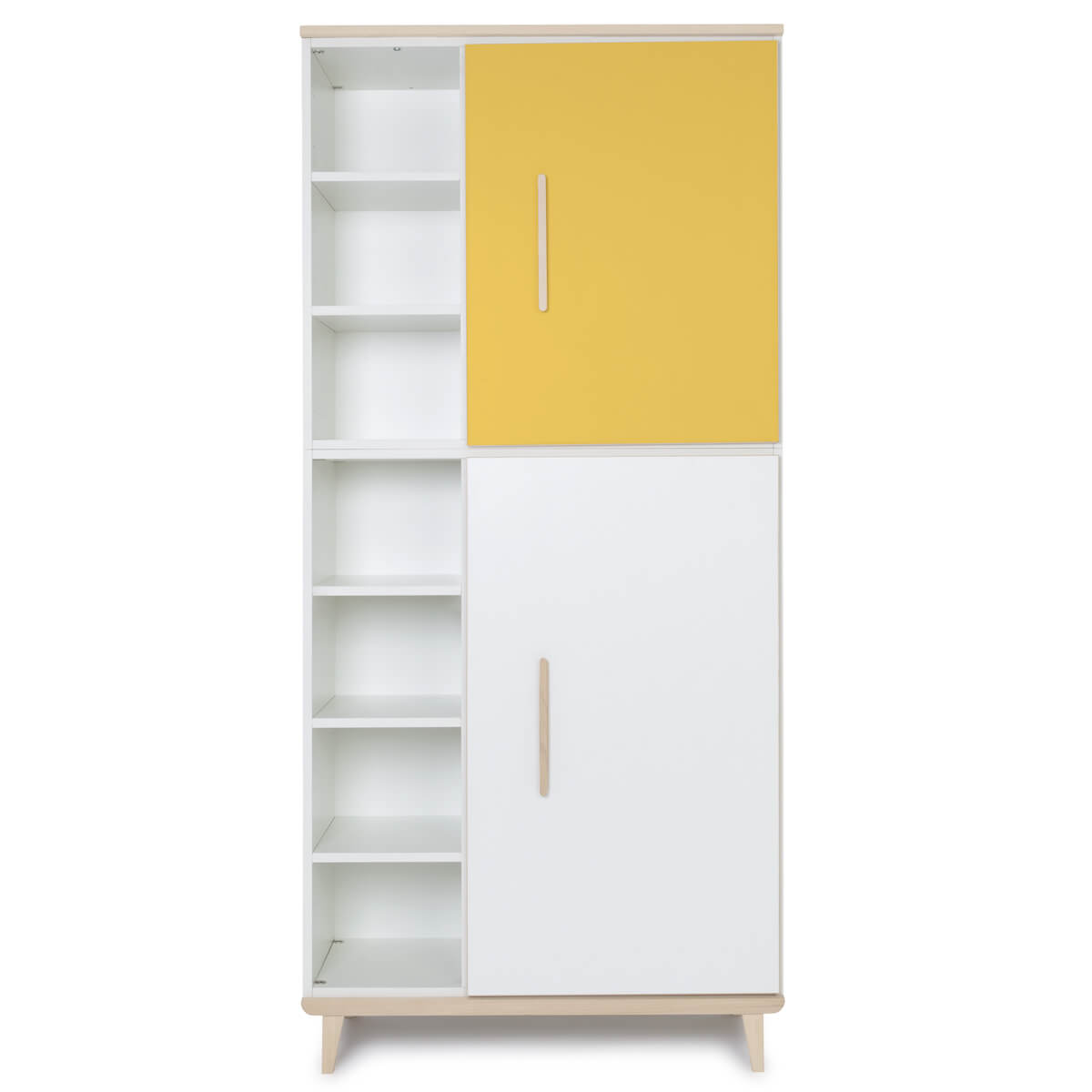 Armoire 198 cm 2 portes NADO Retro finition frêne sunshine yellow-white