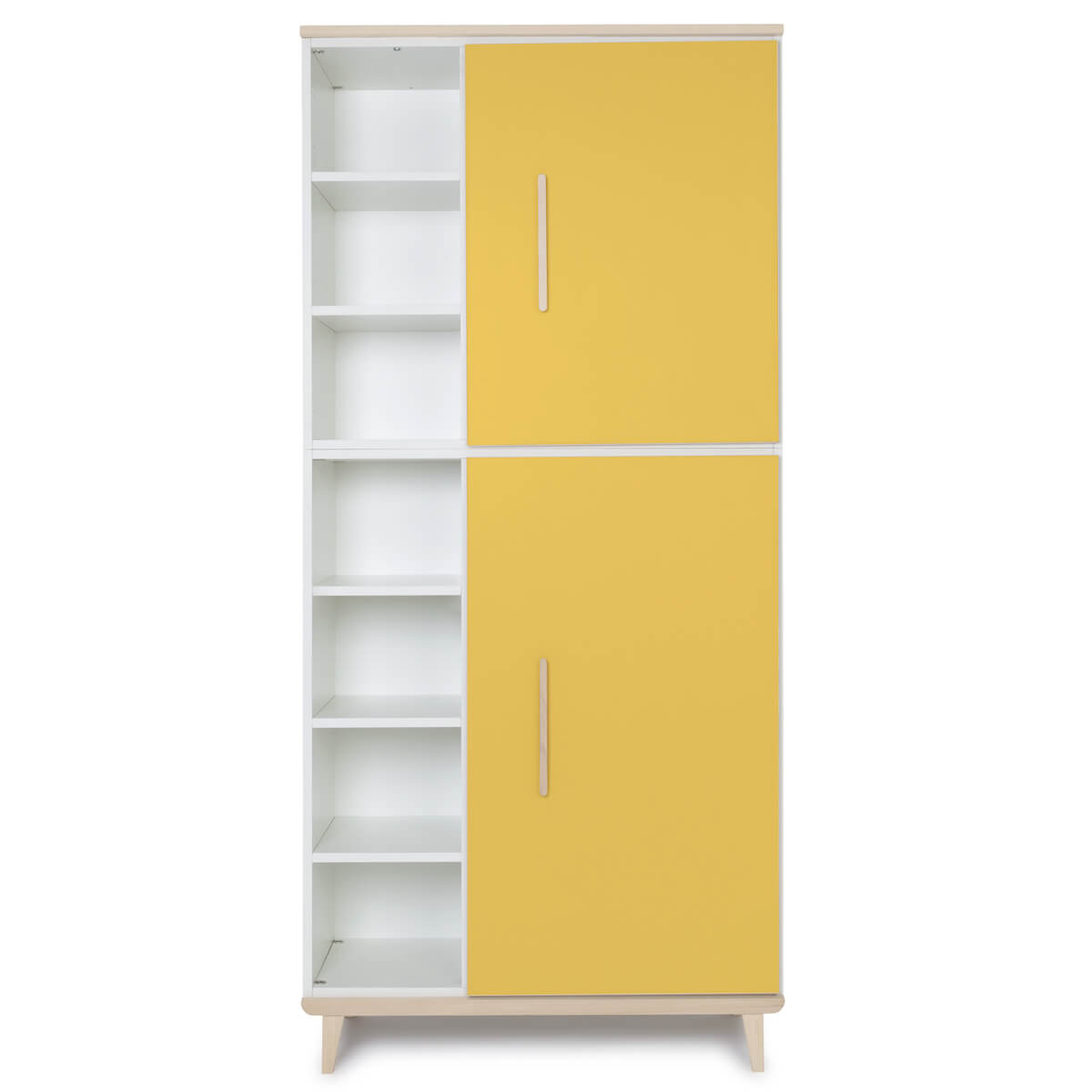 Armoire 198 cm 2 portes NADO Retro finition frêne sunshine yellow