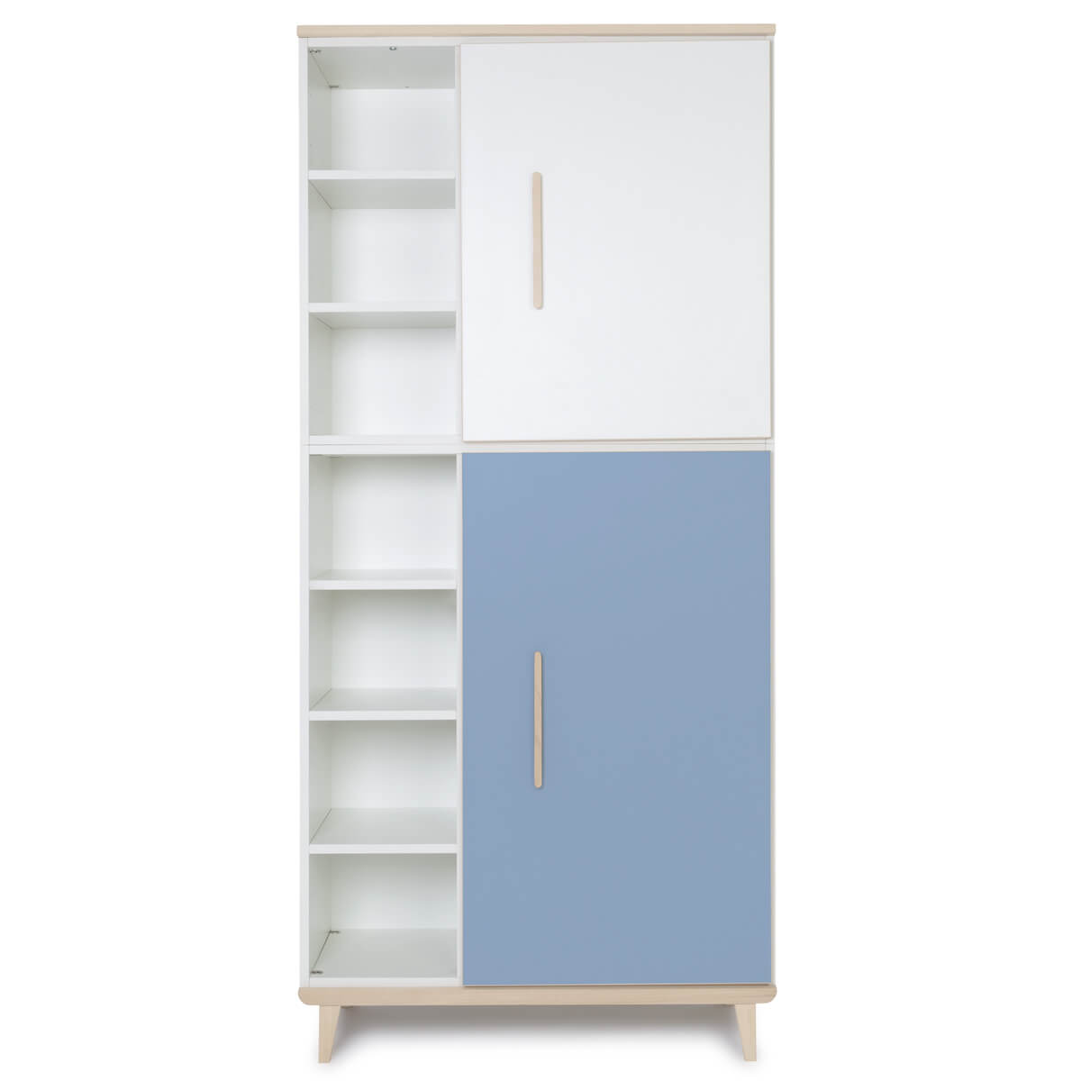 Armoire 198 cm 2 portes NADO Retro finition frêne white-capri blue