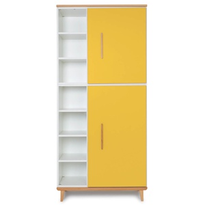 Armoire 198 cm 2 portes NADO Retro finition hêtre sunshine yellow