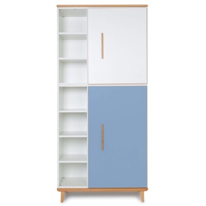 Armoire 198 cm 2 portes NADO Retro finition hêtre white-capri blue