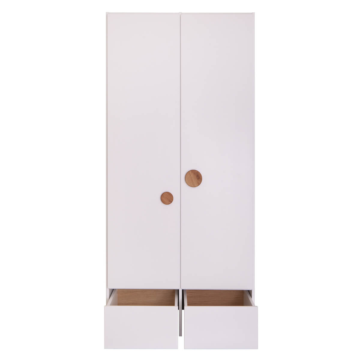 Armoire 2 portes 2 tiroirs KASVA blanc-chêne huilé