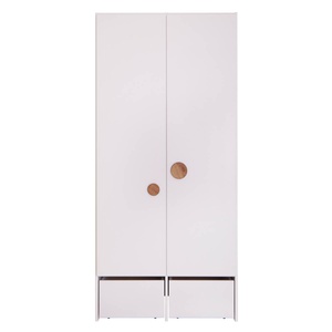 Armoire 2 portes 2 tiroirs KASVA blanc-chêne huilé