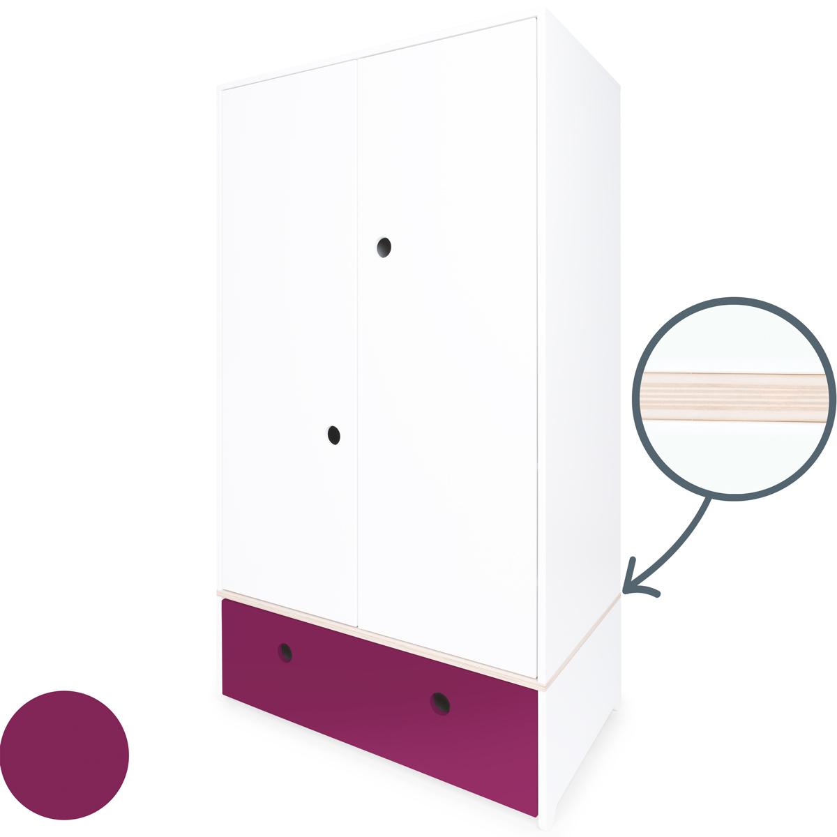Armoire 2 portes COLORFLEX façade tiroir plum 