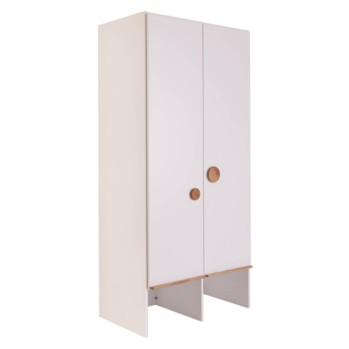 Armoire 2 portes KASVA blanc-chêne huilé