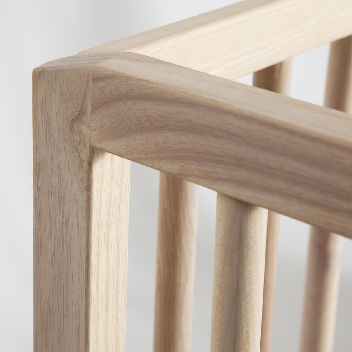 Baby bed KERA in ash with Straight top and Curve legs
