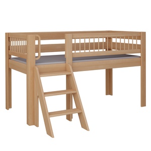 Bed Kubu mid-sleeper angled ladder DELUXE de Breuyn natural