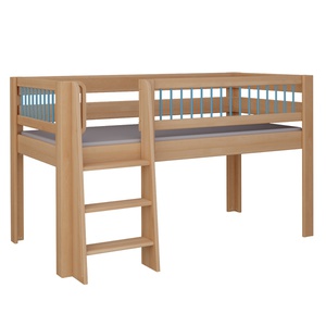 Bed Kubu mid-sleeper straight ladder DELUXE de Breuyn natural-blue